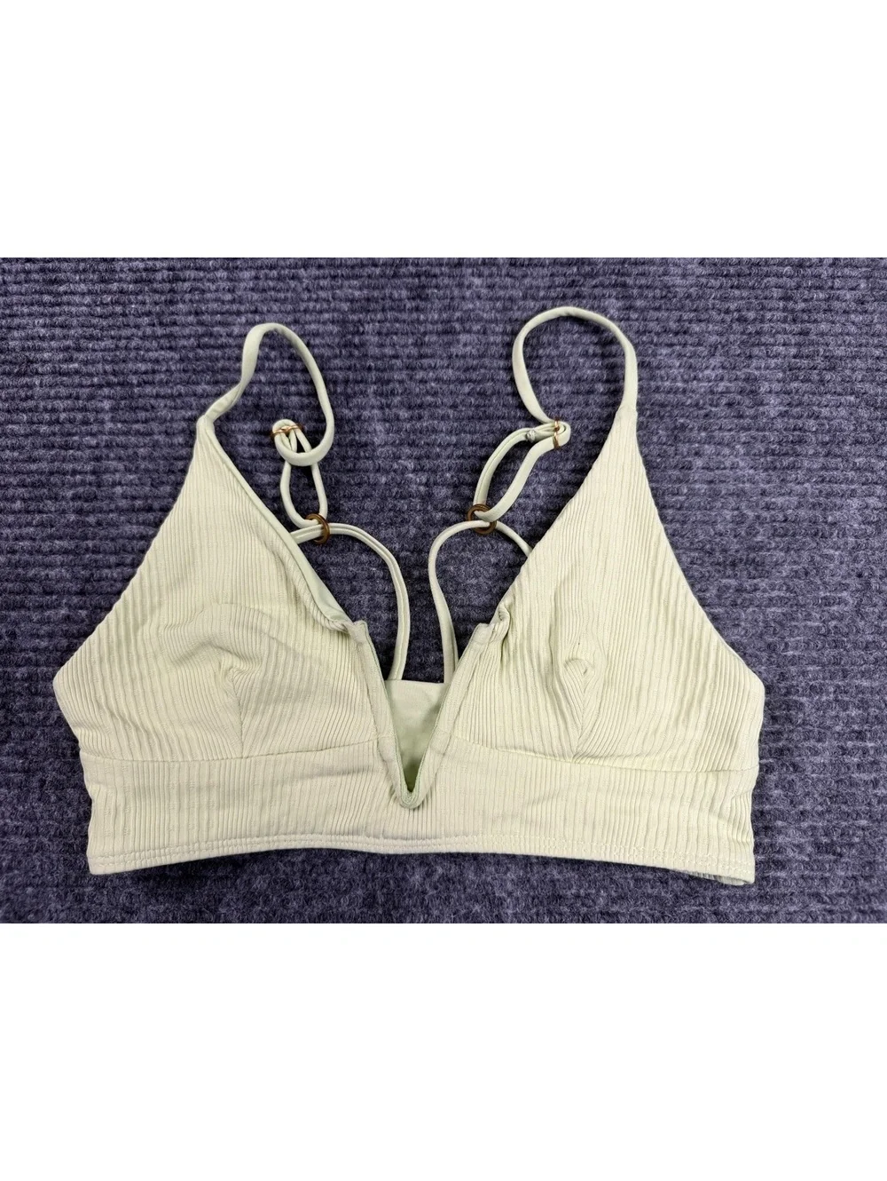 L*Space Bitsy Ribbed Bikini Set Sage Green Size Small V Wire High Leg USA